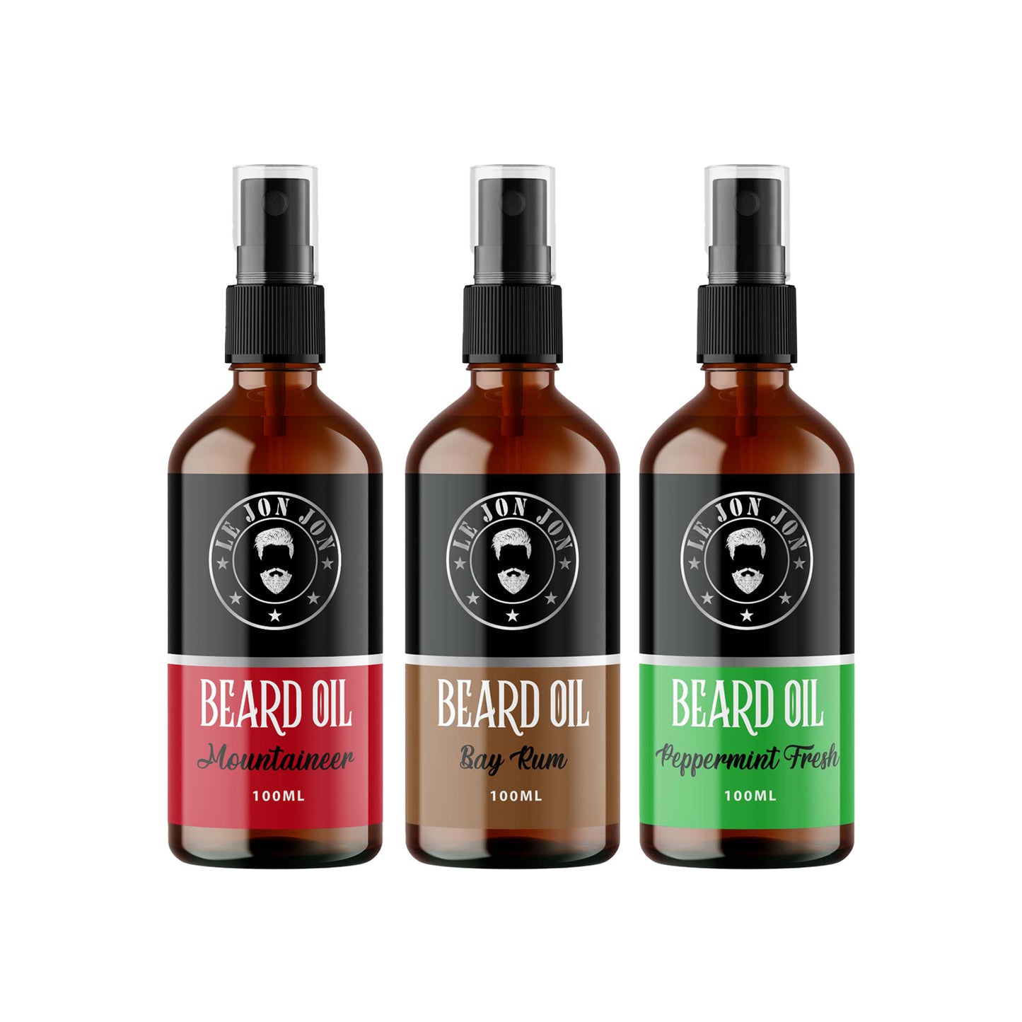 three 100ml beard oils