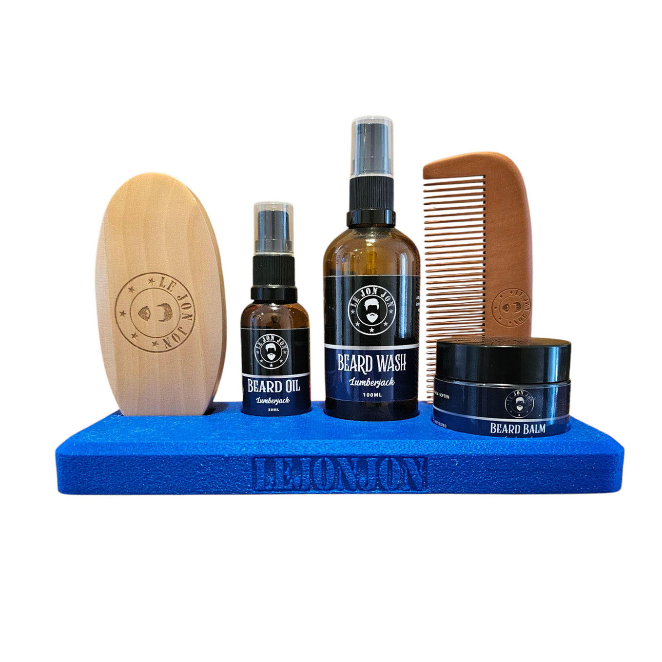 Blue beard product stand