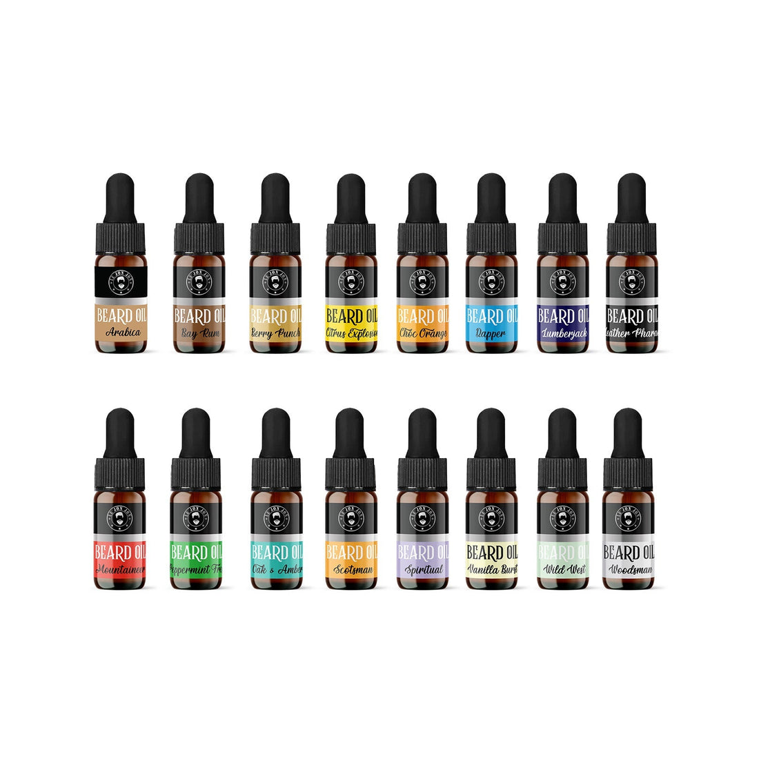 Beard oil sample bottles