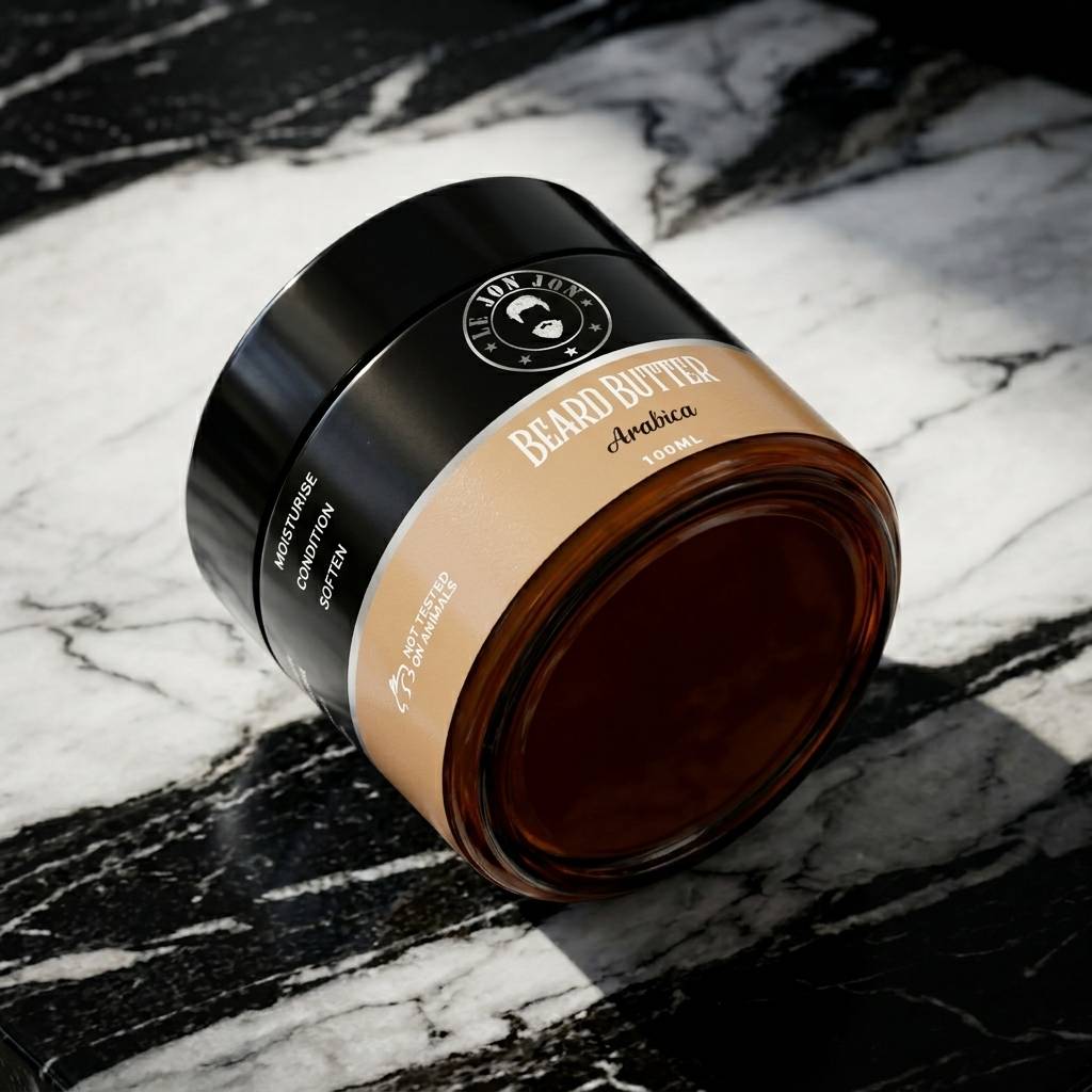 Arabica beard butter lifestyle image top view