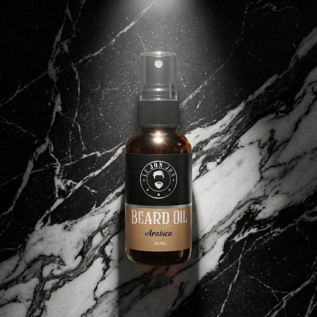Arabica beard oil lifestyle image top
