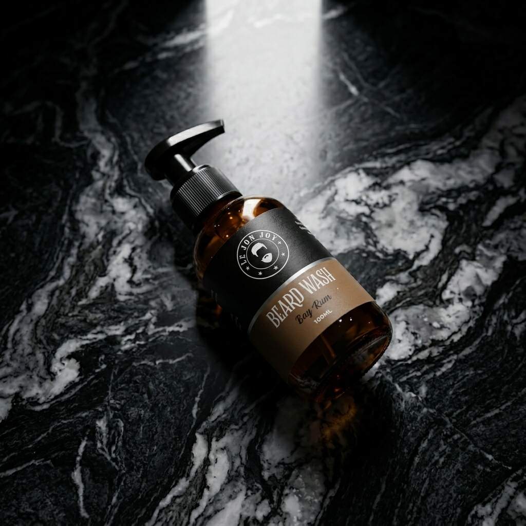Bay Rum beard wash lifestyle image top