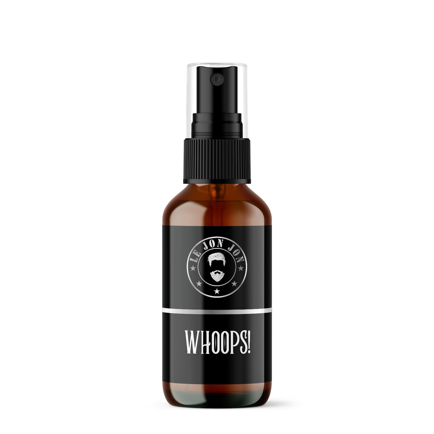 Beard oil with whoops on the front