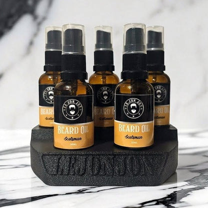 Beard Oil product stand lifestyle image