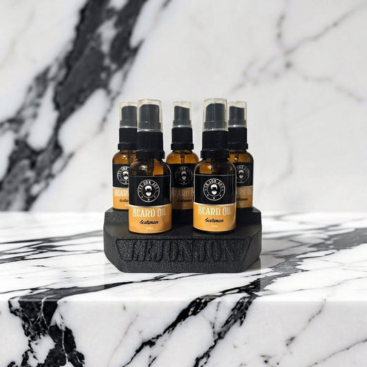 Beard Oil product stand lifestyle image