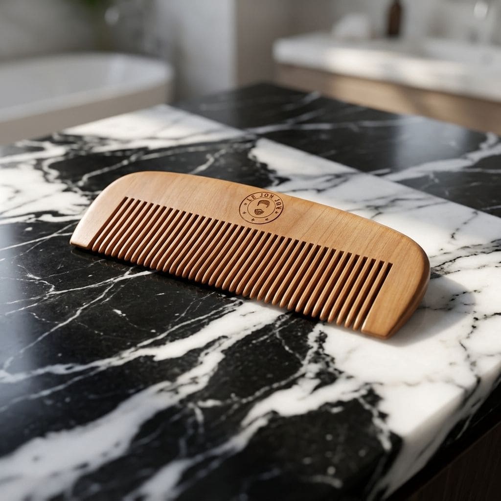 Beard comb lifestyle image front angle