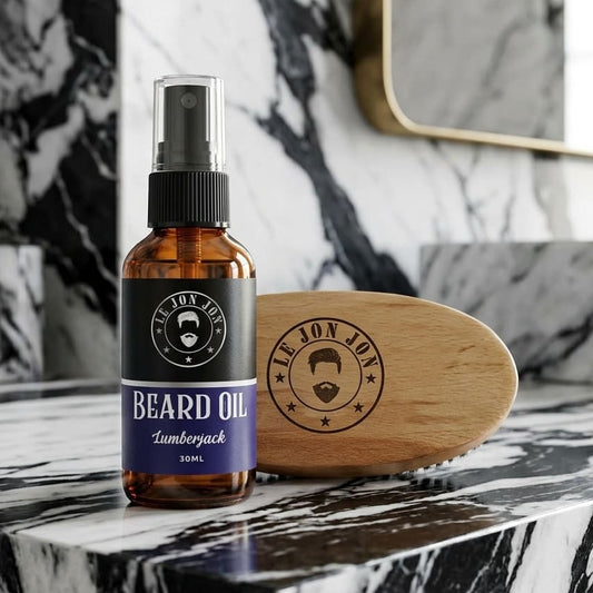 Beard oil and brush lifestyle image