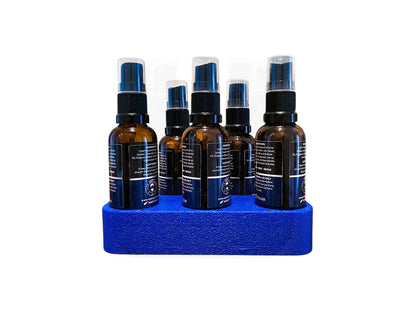 Beard Oil blue stand back angle
