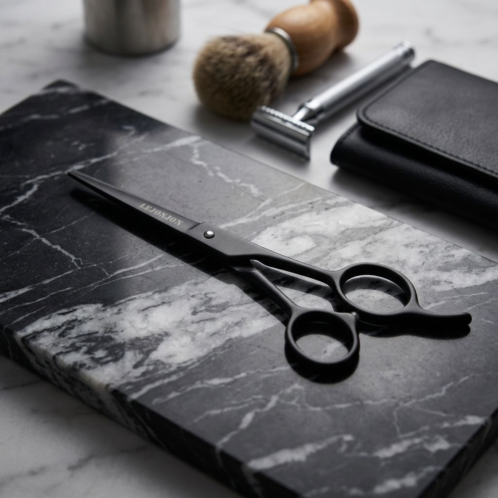 Beard trimming scissors lifestyle image side