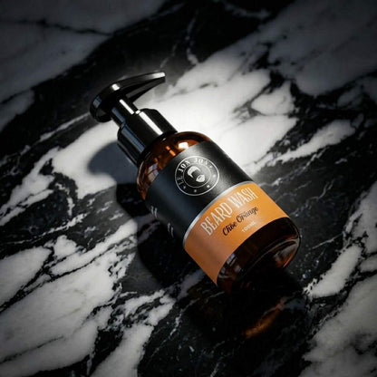 Choc Orange beard wash lifestyle image top
