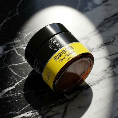 Citrus Explosion beard butter lifestyle image top view