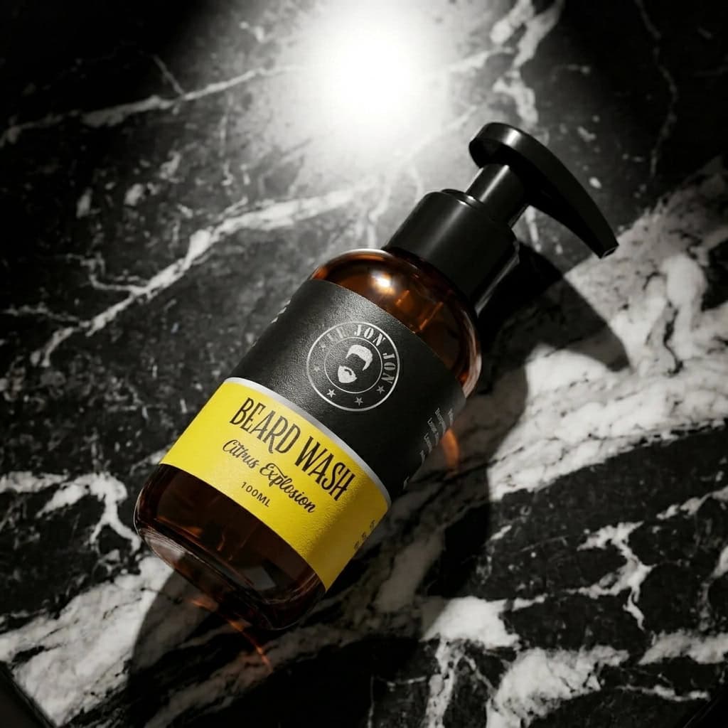 Citrus Explosion beard wash lifestyle image top