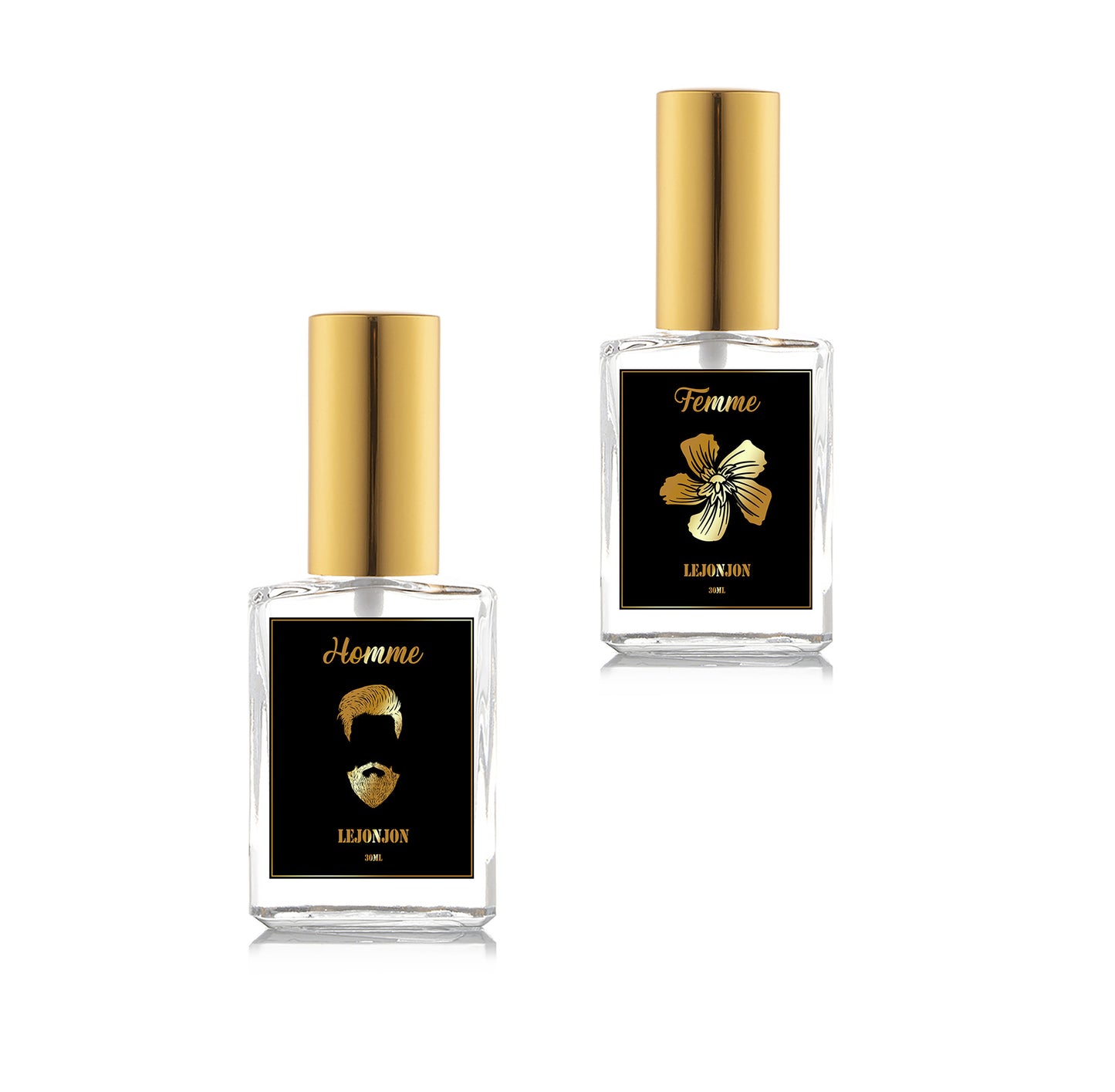 clear glass cologne bottles with gold cap