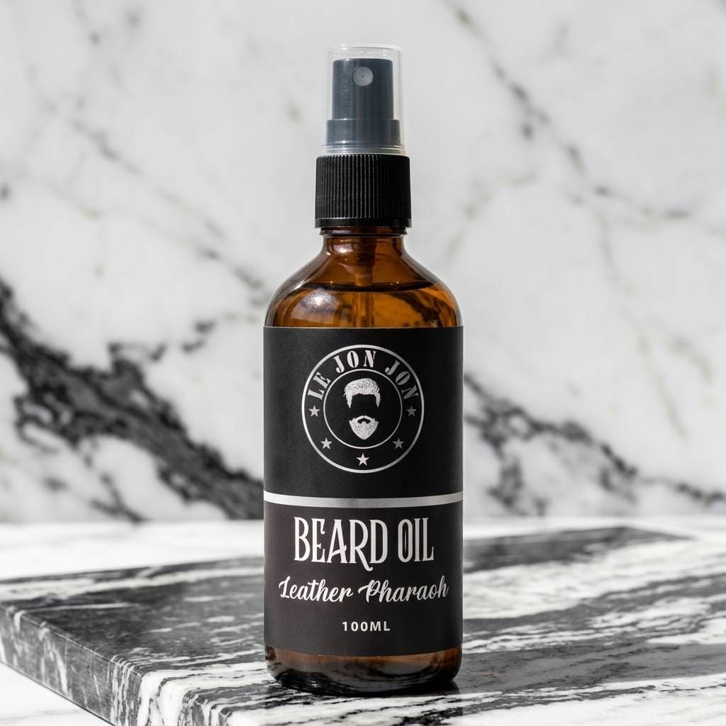 Leather Pharaoh 100ml beard oil lifestyle image