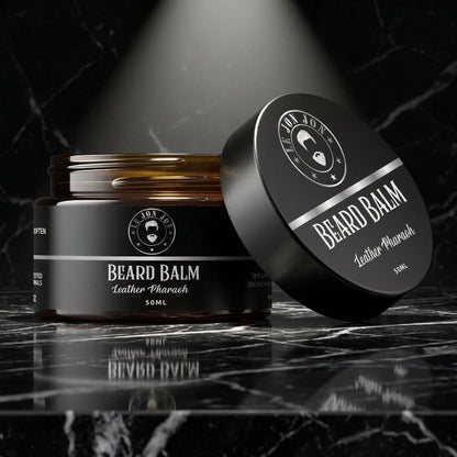Leather Pharaoh Beard Balm Lifesytyle image front angle