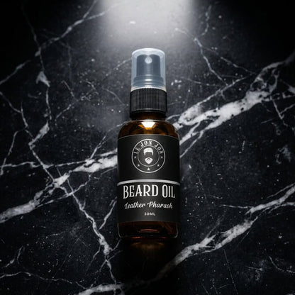 Leather Pharaoh beard oil lifestyle image top