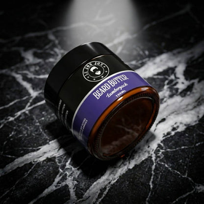 Lumberjack beard butter lifestyle image top view