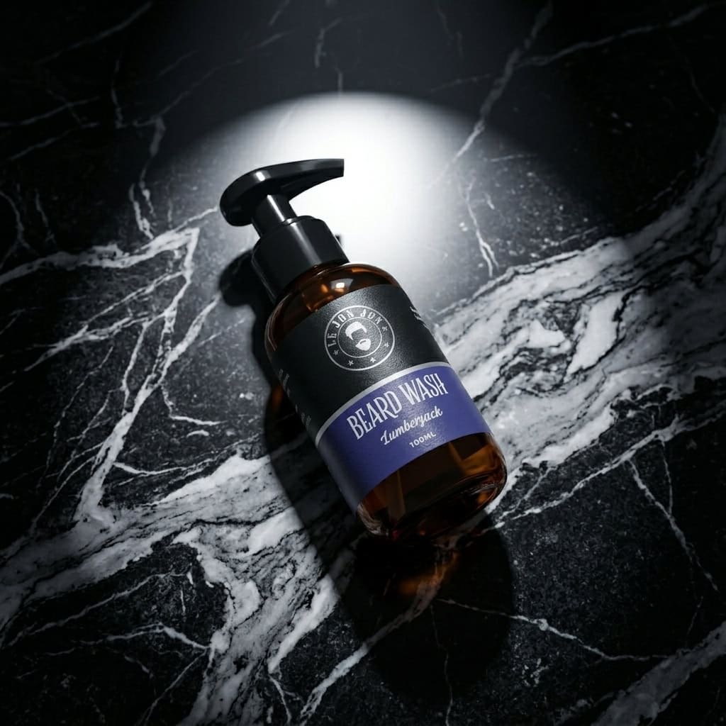 Lumberjack beard wash lifestyle image top