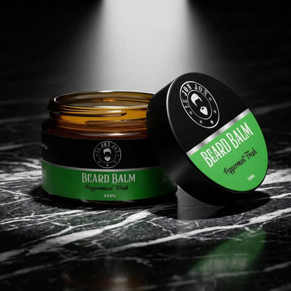 Peppermint Fresh Beard Balm Lifestyle image front angle
