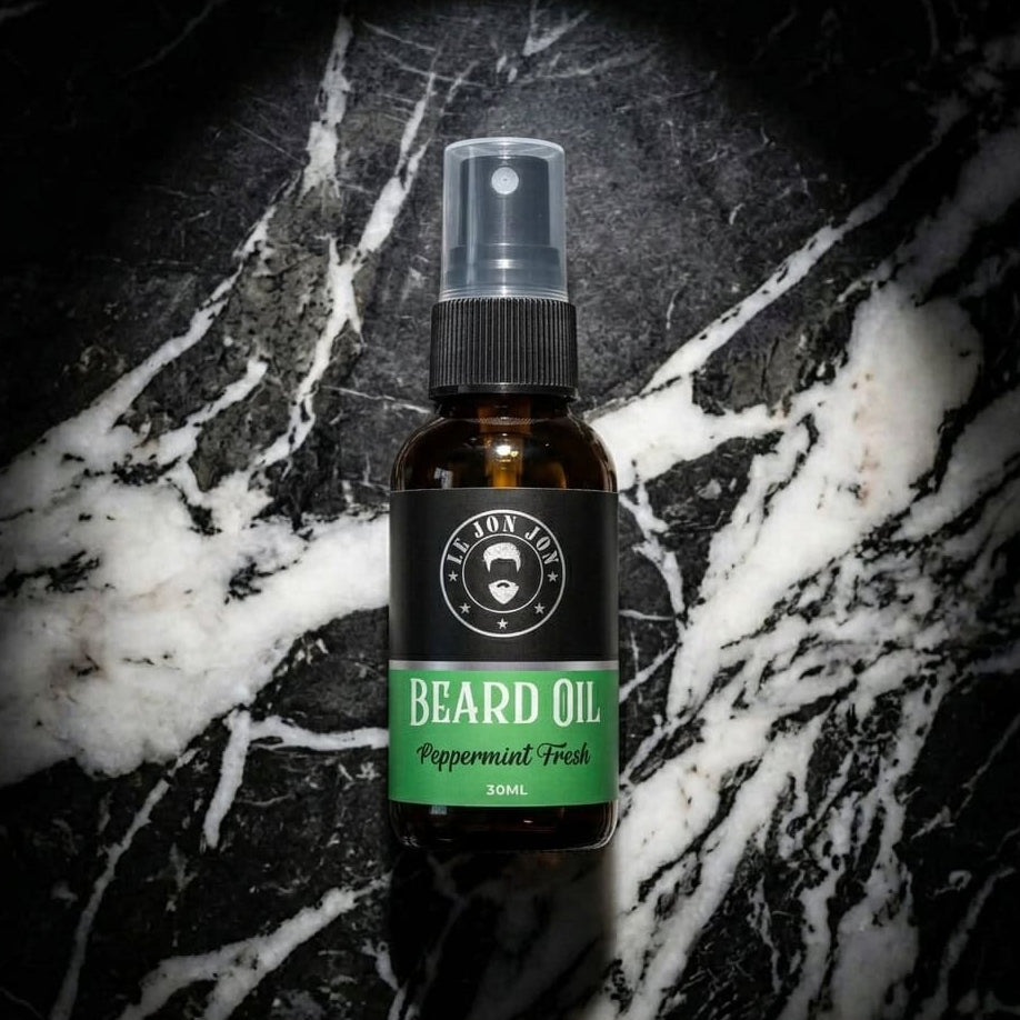 Peppermint Fresh beard oil lifestyle image top