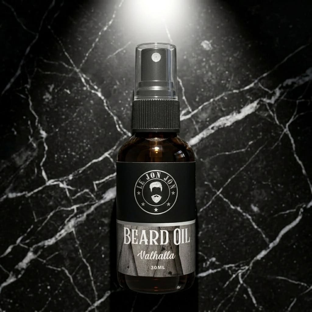 Valhalla beard oil lifestyle image top