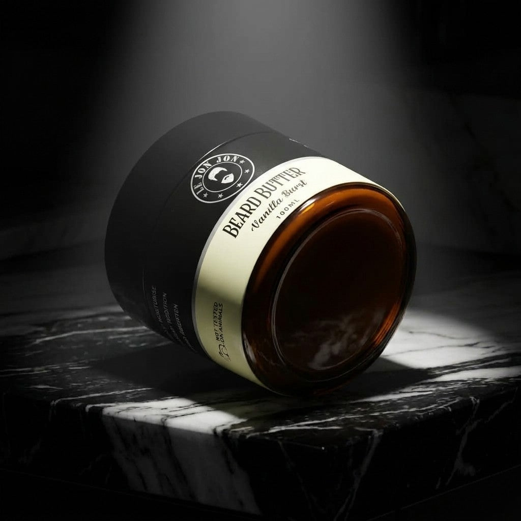 Vanilla Burst beard butter lifestyle image top view