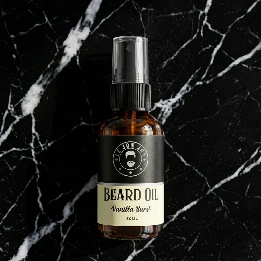 Vanilla Burst beard oil lifestyle image top