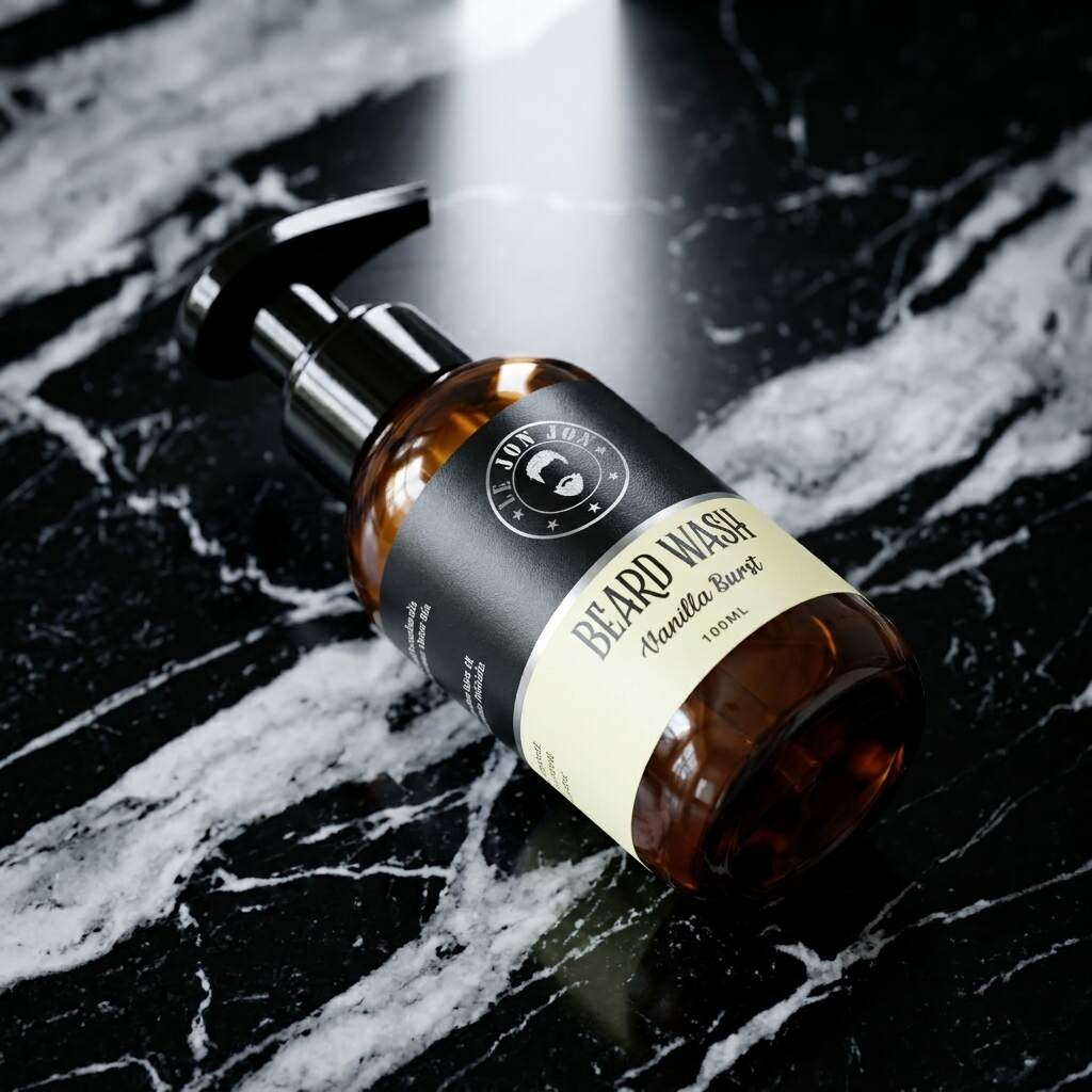 Vanilla Burst beard wash lifestyle image top