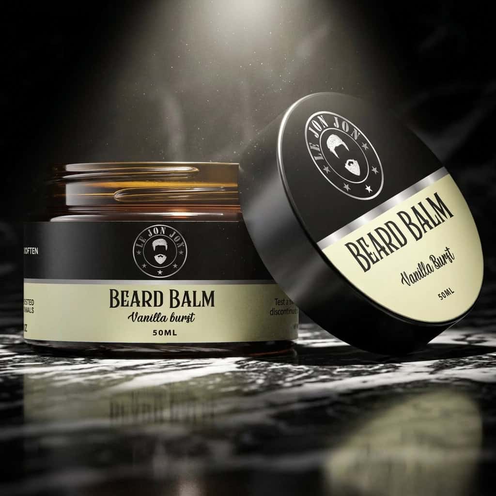 Vanilla burst Beard Balm Lifesytyle image front angle