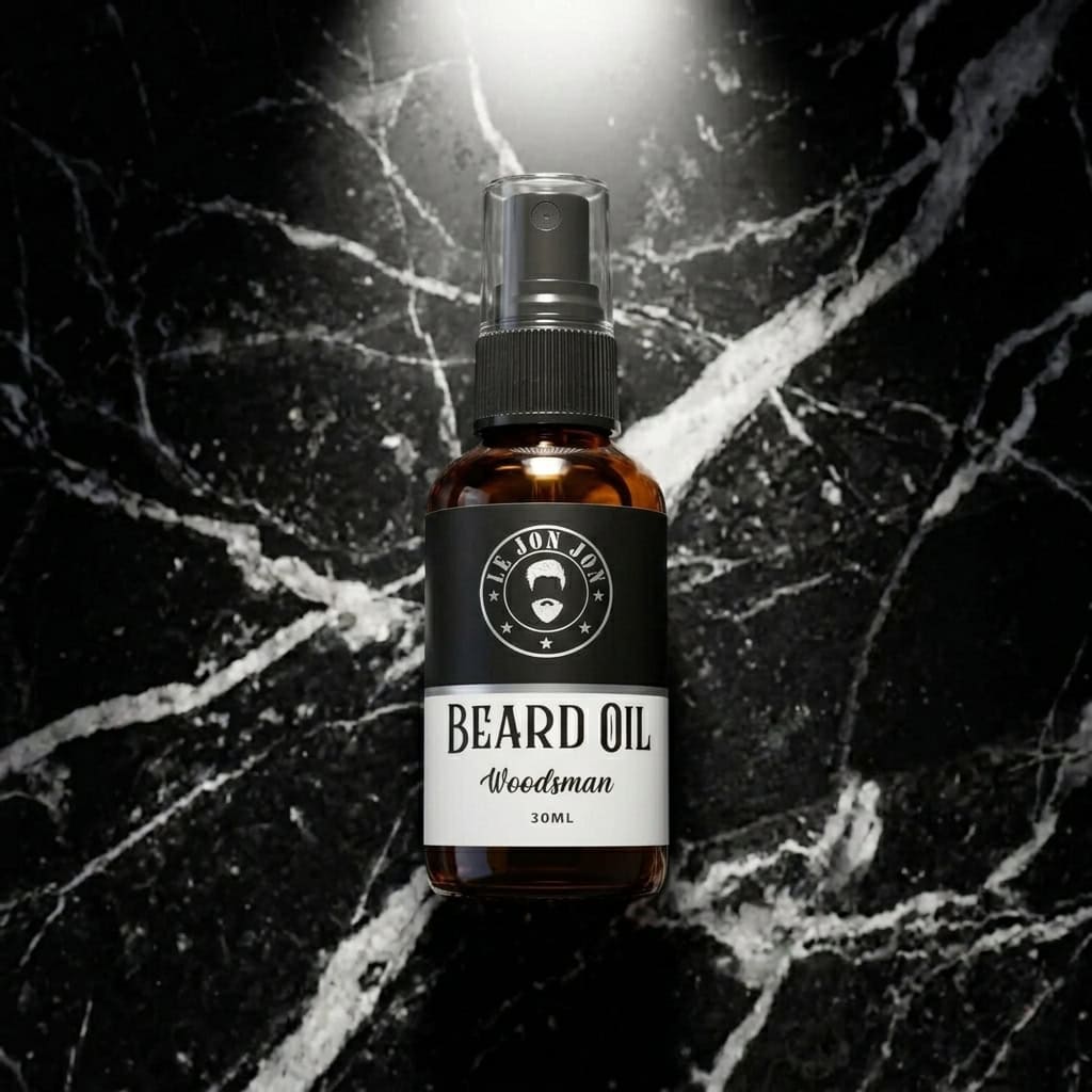 Woodsman beard oil lifestyle image top