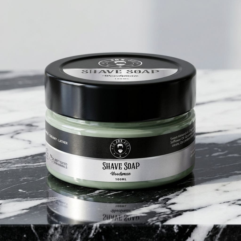 Woodsman shave soap lifestyle image