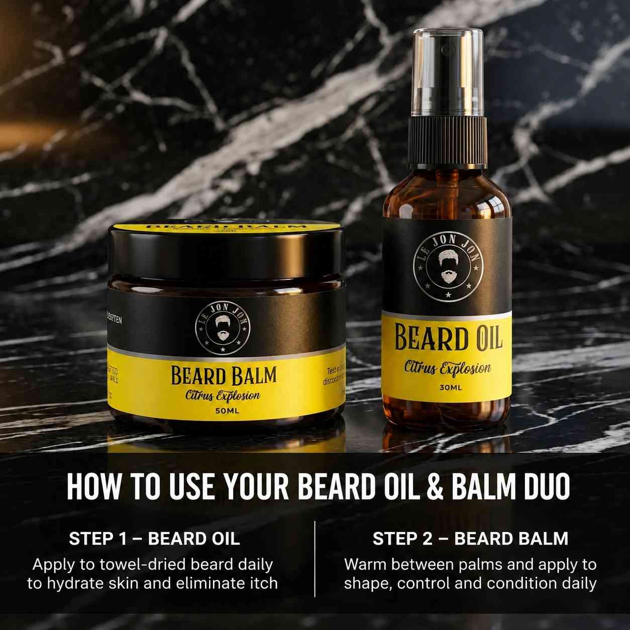 beard balm and beard oil steps image