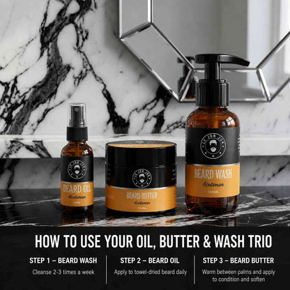 beard oil butter and wash steps image