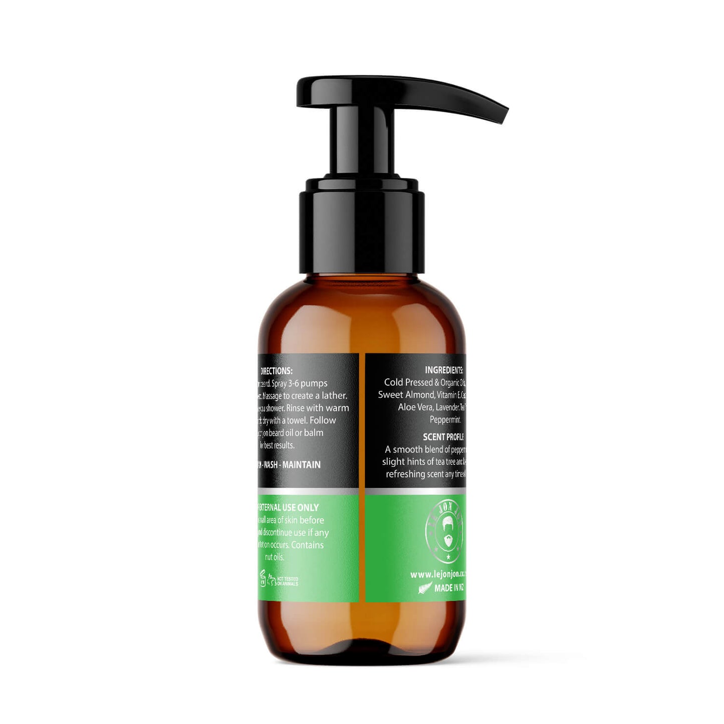 peppermint beard wash back