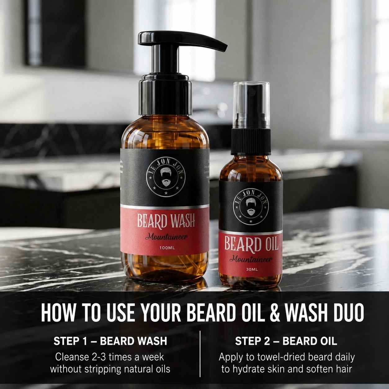 beard wash and oil steps image
