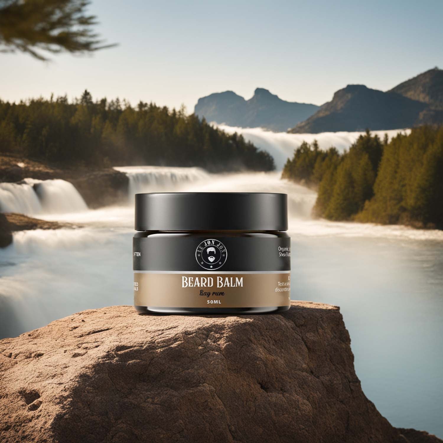 Beard balm in front of nature