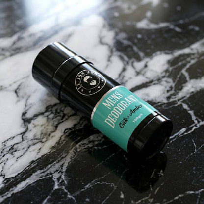 oak and amber deodorant side view